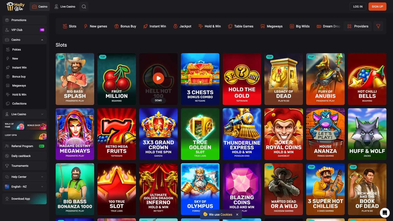 HollyWin — games lobby